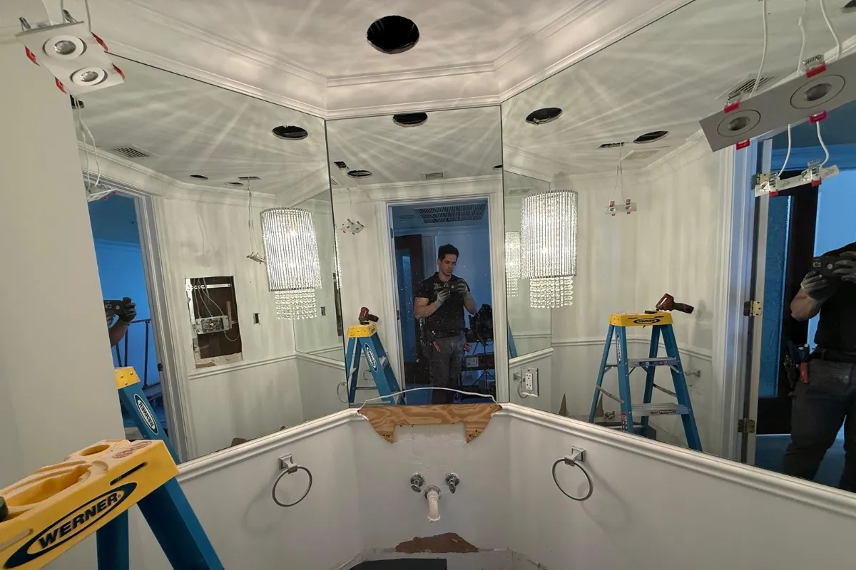 Residential bathroom lighting installation by All Star Electrical Contractor in Miami