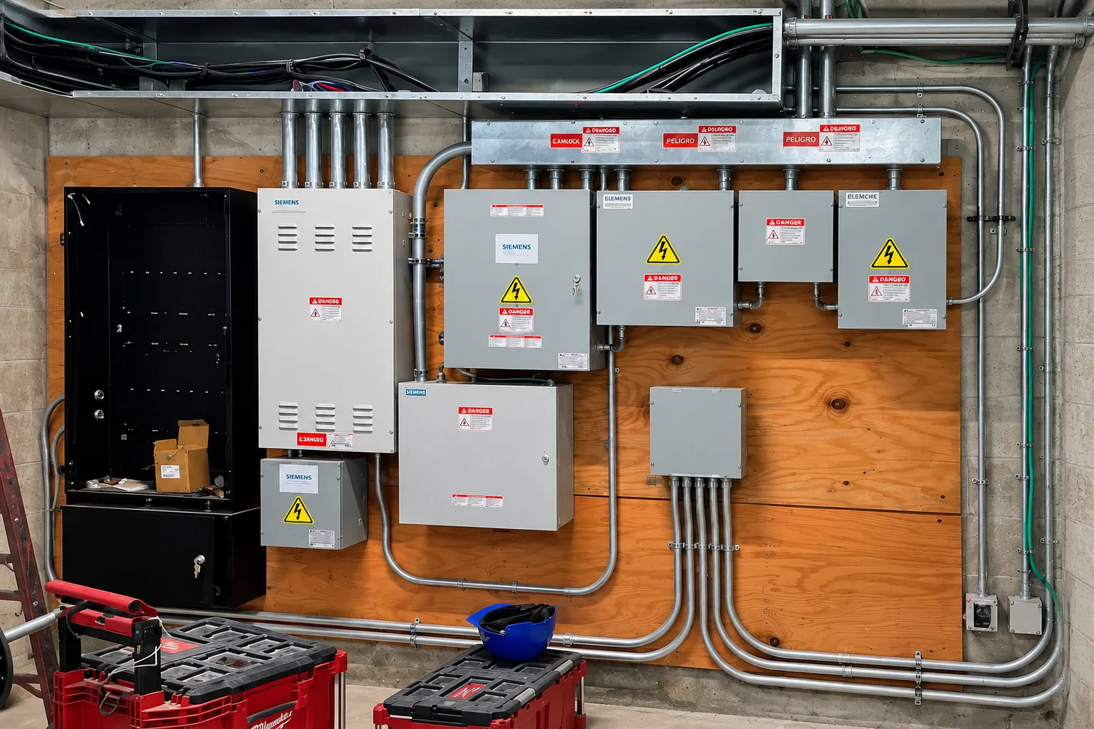 Commercial electrical panel upgrade installation by All Star Electrical Contractor in Miami-Dade