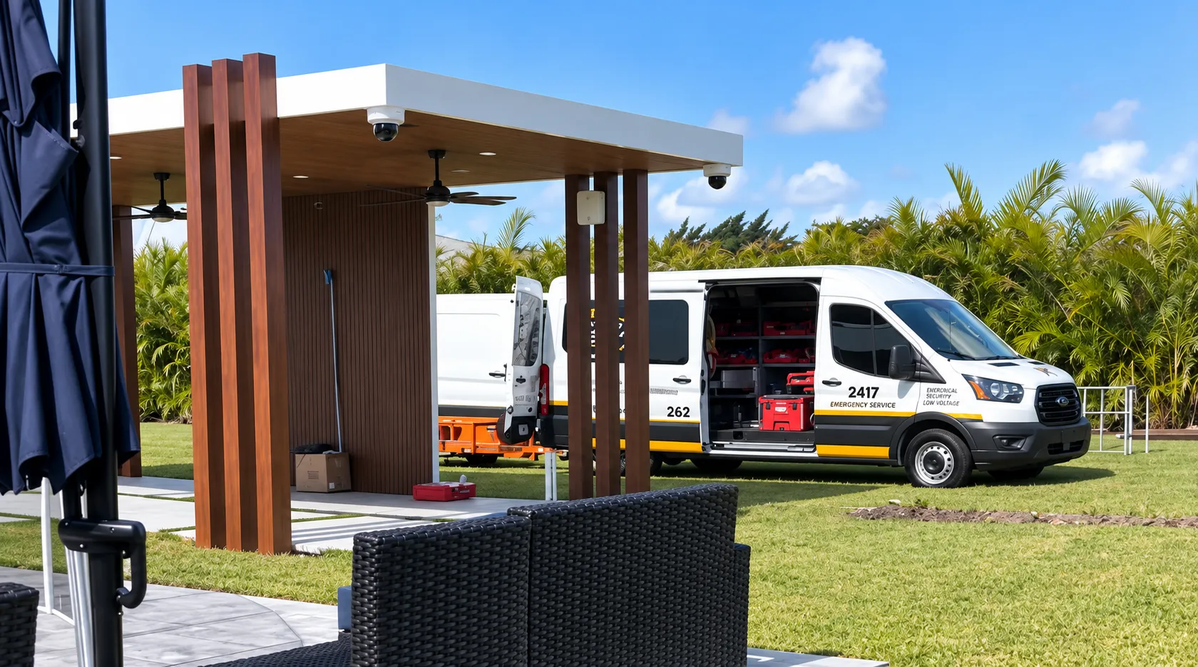 Outdoor security camera installation by All Star Electrical Contractor in Miami-Dade